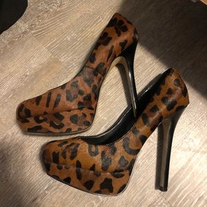 Four-inch animal print heels